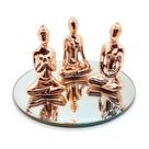 Kit Trio De Ioga no Espelho Estátua Meditação Porcelana Rosé