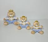 Kit Trio De Ursinhos Para Nicho Príncipe Realeza Caramelo Azul Bebê - PolyBaby