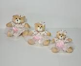 Kit Trio De Ursinhos Para Nicho Ursa Florista Caramelo Rosa Bebê Florence - PolyBaby