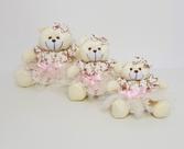 Kit Trio De Ursinhos Para Nicho Ursa Florista Rosa Bebê Florence - PolyBaby