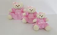 Kit Trio De Ursinhos Para Nicho Ursa Laço Rosa - PolyBaby