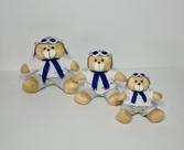 Kit Trio De Ursinhos Para Nicho Urso Aventureiro Aviador Caramelo Azul Marinho - PolyBaby