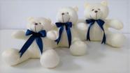 Kit Trio De Ursinhos Para Nicho Urso Floquinho Laço Fita Azul Marinho