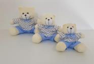Kit Trio De Ursinhos Para Nicho Urso Lucca Chevron Cinza Com Azul - PolyBaby