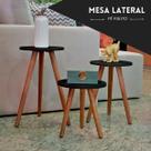 Kit Trio Jogo de Mesinhas Lateral Redondas Sala Pé Palito