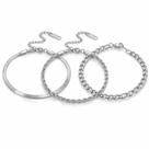 Kit Trio Pulseiras Em Aço Inox - Não Fica Preto Moda Grossa