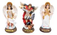 Kit Trio Três 3 Arcanjos Pequenos Em Resina - 10.5cm