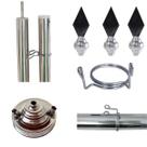 Kit Triplo Completo para Hasteamento de Bandeiras _ 1 Base 3 Furo 3 Mastro 3 Ponteira 01 6 Presilha