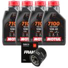 Kit Troca de Óleo Motor 4 Litros Motul 7100 10w40 Sintético + Filtro Fram Ph6017a Versys Xj6 R3 Mt03 Mt07 Mt09 CB 1000