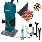 Kit Tupia 6mm 530W 3709 Makita e Jogo de Fresas para Madeira 6mm 35 Peças NKF