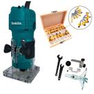 Kit Tupia 6mm 530W 3709 Makita e Jogo de Fresas para Madeira 6mm NKF