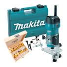Kit Tupia Manual 6mm 530 Watts M3700B Makita e Conjunto de 12 Fresas e Maleta Kit Tupia Manual 6mm 530 Watts M3700B Makita e Conjunto de 12 Fresas e Maleta