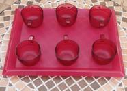 Kit Tupper 6 Xicaras 185ml Premier Policarbonato + Bandeja - Vermelho