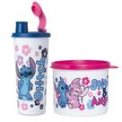 Kit Tupper Redondinha 500ml + Copo com Bico 470ml Stitch & Angel