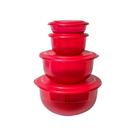 Kit Tupperware de Tigelas Cristal Vermelho - 6ll, 3,5l, 1,1l e 350ml