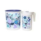 Kit Tupperware Tókio Floral com Tampa Azul - Jarra de 2 Litros e Super Instantânea de 5,5 Litros