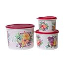Kit Tupperware Verão Floral - Tupper Caixa 5,5L, 2,4L e 1,1L