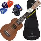 Kit Ukulele Soprano Acústico Cordas Aquila Sapele Natural Winner Ux01