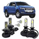 Kit Ultra Led Farol Alto Baixo H4 Milha Ranger 2013 A 2016