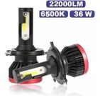 Kit Ultraled 6500k 22000 lumens lâmpada super branca 36w H1 H7 H3 H4 H11 Hb4 H16 par farol alto baixo milhas Y3 C/ Cooler 12V efeito xenom