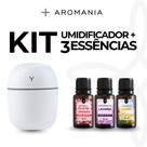 Kit Umidificador de Ar Silencioso LED USB 3 Essências 15ml a Base de Água para Aromatizar Ambientes