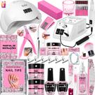 Kit Unha Gel Acrigel Fibra Para Iniciantes Completo Cabine Sun 5 estufa Unhas lixadeira elétrica Manicure Profissional