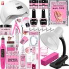 Kit Unha Gel Completo Cabine Sun 5 48W Lixadeira Caneta Pedicure e Manicure Alongamento Extensão Unhas Porcelana Acrigel