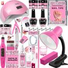 Kit Unha Gel Completo Cabine Sun 5 48W Lixadeira Caneta Pedicure e Manicure Alongamento Extensão Unhas Porcelana Acrigel
