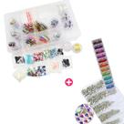 Kit unhas decoradas pedrarias glitter holográfico strass