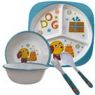 Kit Untensílios de Bebe Prato C/ Divisória Tigela Talher Infantil Cachorro Kit Untensílios de Bebe Prato C/ Divisória Tigela Talher Infantil Cachorro