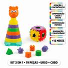 Kit Urso Empilhavel e Cubo de Encaixar Kendy Brinquedo Educativo 12 Meses Kit Urso Empilhavel e Cubo de Encaixar Kendy Brinquedo Educativo 12 Meses