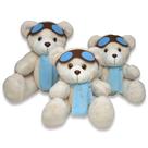 Kit Ursos Aviador Baunilha com Azul 3 Peças