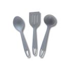 Kit Utensílio De Cozinha 3 Peças Cinza Em Nylon Resistente