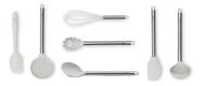 Kit utensilios 7 peças silicone cabo inox duo vanilla brinox - 2258327