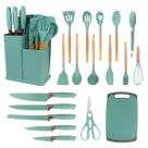 Kit Utensílios Cozinha 19 Peças Completo Silicone E Madeira