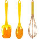 Kit Utensílios Cozinha Espátula Colher Fue Calda de Caramelo