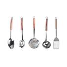 Kit Utensílios Cozinha Inox Colher de Arroz Concha Feijão e Caldos Pegador de Massa Escumadeira Espátula Gênova Kehome C