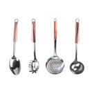 Kit Utensílios Cozinha Inox Colher de Arroz Concha Feijão e Caldos Pegador de Massa Escumadeira Frituras Gênova Kehome C