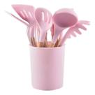 Kit Utensílios de Cozinha 12 Peças Silicone Cabo Madeira
