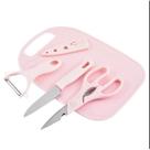 Kit Utensílios de Cozinha 4 Peças Tábua de cortar Faca Fruta Tesoura e Descascador