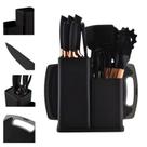Kit Utensílios de Cozinha Preto Jogo Completo com 19 Peças