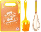 Kit Utensílios de Cozinha Tábua de Corte Espátula e Fue