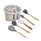 Kit utensílios de silicone com escorredor