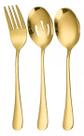 Kit Utensilios Em Aço Inox Dourado Mesa Posta Luxo 3pçs