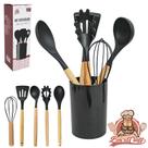 Kit Utensílios Espátula / Colher / Pegador / Concha / Batedor Clara Fouet Silicone + Escorredor Bons Cheff