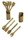 Kit Utensílios Grandes para Cozinha Bambu Colher de Pau