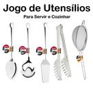Kit Utensilios Para Cozinhar 5 Pecas - Jogo inox Conjunto - Peneira - Concha - Colher - Espátula bolo - Pegador de Massas e Frios - PANAMI Kit Utensilios Para Cozinhar 5 Pecas - Jogo inox Conjunto - Peneira - Concha - Colher - Espátula bolo - Pegador de Massas e Frios - PANAMI