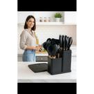 Kit Utensílios Silicone Preto 19 Peças Madeira Resistente 32