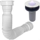 Kit Válvula Lavatório ABS Inox ⅞ Cuba Sifão Universal Sanfonado Branco Extensível Flexível Banheiro Lavabo Pia 30mm Kit Válvula Lavatório ABS Inox ⅞ Cuba Sifão Universal Sanfonado Branco Extensível Flexível Banheiro Lavabo Pia 30mm