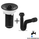 Kit Válvula Preta Lavatório 7/8 Cuba Sifão Sanfonado Universal Extensivo Preto